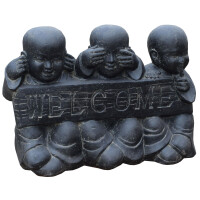 Gartenskulptur Shaolin Mönch Trio Steinguss frostbest&a