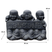 Gartenskulptur Shaolin Mönch Trio Steinguss frostbest&a