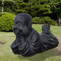 Shaolin Mönch Figur Steinguss frostbeständig Garten Deko 36x55x80cm