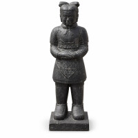 Tempelwächter Chinesischer Krieger Steinguss frostbeständig 24x26x80cm